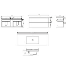 Laulea 1200mm Wall Hung Vanity & Mirror Cabinet Package